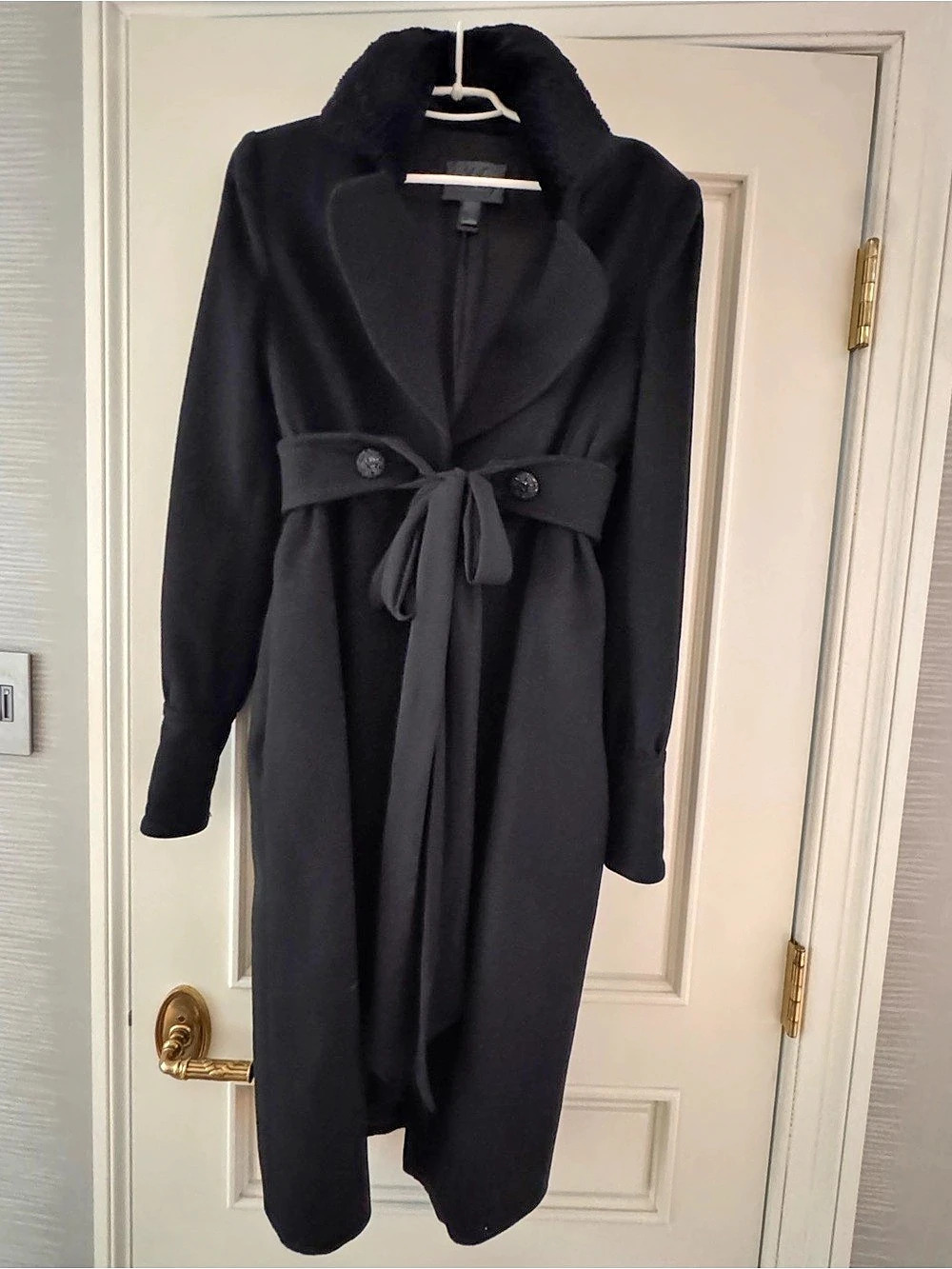 MNG Women's Black Belted Coat Size XS Like New
